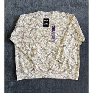 NWT State of Mine Camo Crew Neck Fleece Sweatshirt Men's 2XL White Long Sleeve